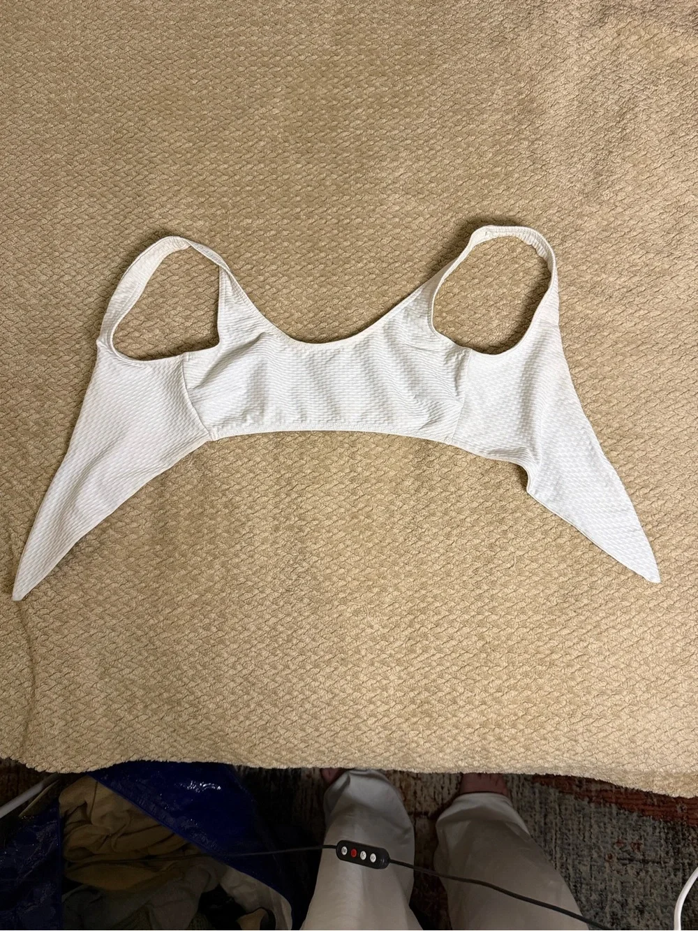 White Scoop-Back Ribbed Swim Top